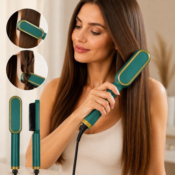 Zwei Frisuren, eine Bürste