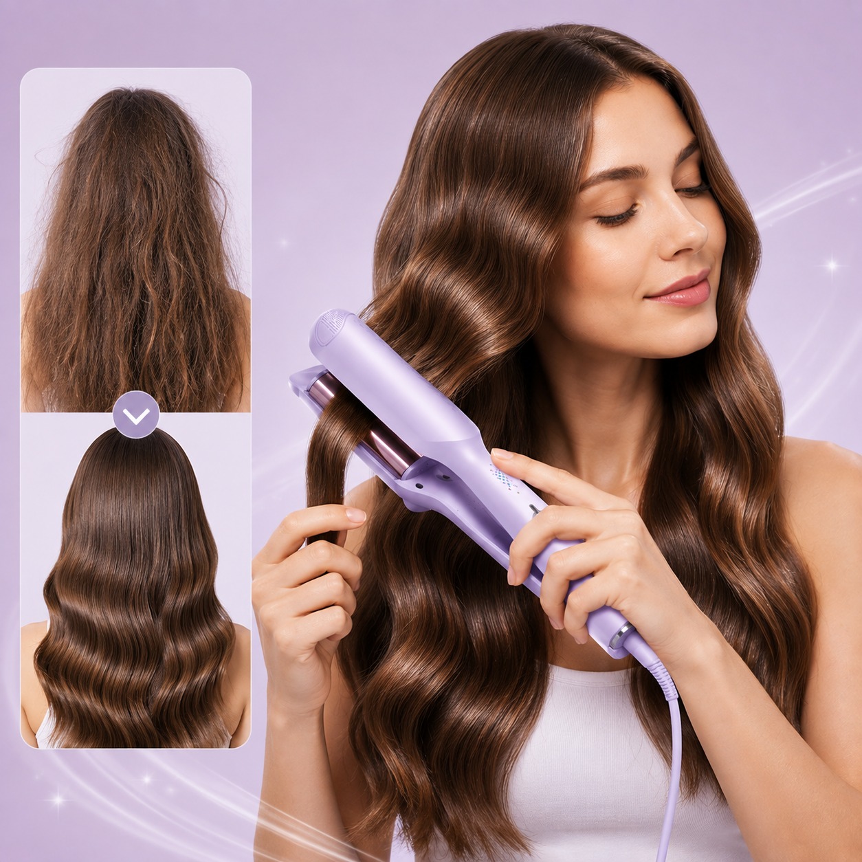 Glänzende Wellen ohne Frizz